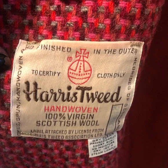 Harris tweed 100% Virgin Handwoven Scottish wool coat-Med. Red/pink multi - Picture 3 of 8